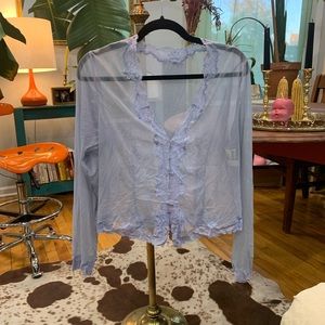 baby blue mesh lacy top